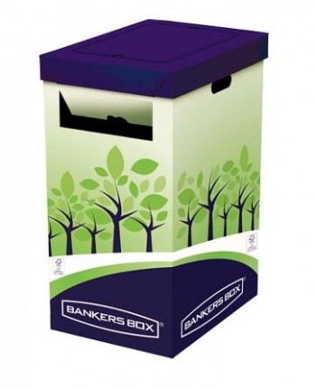 CONTENEDOR PAPELERA RECICLAJE FELLOWES CARTON DOBLE 100% RECICLADO MONTAJE MANUAL ENTRADA SUPERIOR 69 LITROS