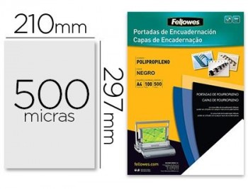 PORTADA PLASTICO PP NEGRA  A4 450M. FELLOWES